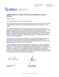 CDSBC response to reports of misconduct at Dalhousie Faculty of