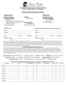River Falls Housing Authority Application