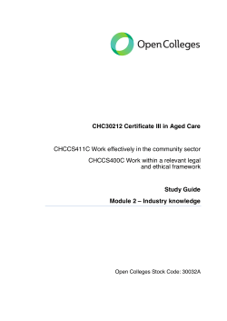 CHC30212 Certificate III in Aged Care CHCCS411C Work