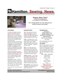 Newsletter - Hamilton Sewing