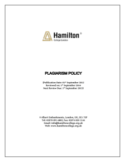 Plagiarism Policy  - AA Hamilton College London