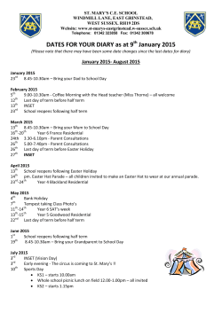 Dates for your Diary - St Mary's Church of England Primary School