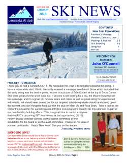January Newsletter - Peninsula Ski Club of Virginia