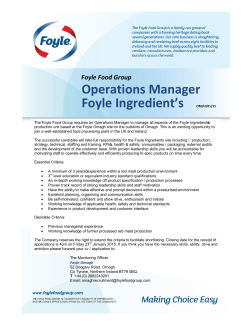 Operations Manager Foyle Ingredient's OM/FI/01/15