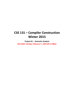 CSE 131 – Compiler Construction Winter 2015