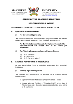 Diploma Holder Requirements 2015/16