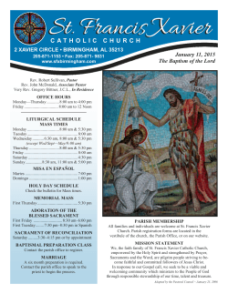 Current Bulletin - St. Francis Xavier Catholic Church