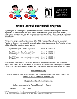 Grade School Basketball Program Registration Form