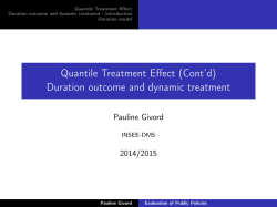 Quantile Treatment Effect (Cont'd) Duration outcome and