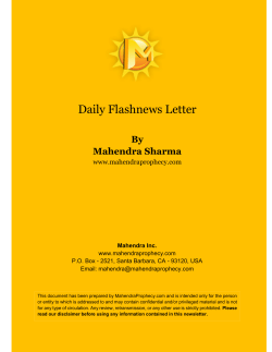 Daily Flashnews Letter - Prophesies of Mahendra Sharma
