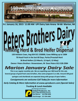 Fri. January 16, 2015 11:00 AM UPI Dairy Sale Arena M