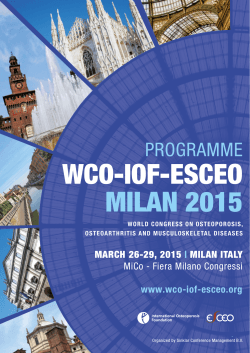 WCO-IOF-ESCEO MILAN 2015 - World Congress on Osteoporosis