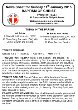 News Sheet for Sunday 11 January 2015 BAPTISM
