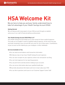 Read Your HSA Welcome Kit - Eli Lilly Federal Credit Union