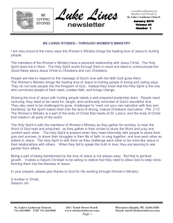 Read Lukes Lines newsletter - St. Luke's Lutheran Church