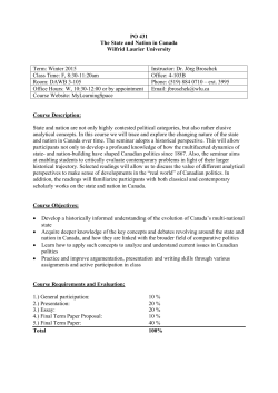 PO 431 The State and Nation in Canada Wilfrid Laurier University