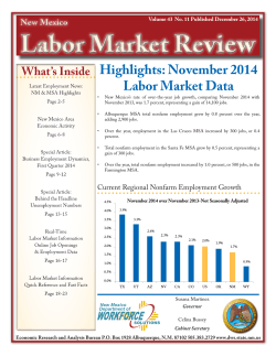Labor Market Review, MSA Data Released December 26, 2014