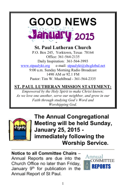 January, 2015 Newsletter - St. Paul Lutheran Church, Yorktown, Texas