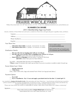 Summer 2015 Prairie Whole Farm CSA Membership Sign