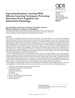 Improving Students' Learning With Effective Learning Techniques