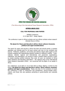 AFPREA ABUJA 2015 CALL FOR PROPOSALS AND PAPERS