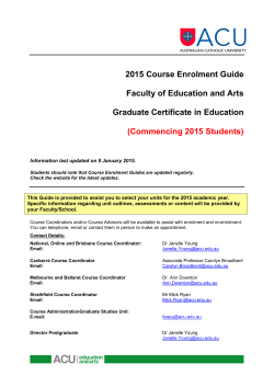 Course Enrolment Guide Graduate Certificate in Education