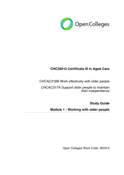 CHC30212 Certificate III in Aged Care CHCAC318B Work