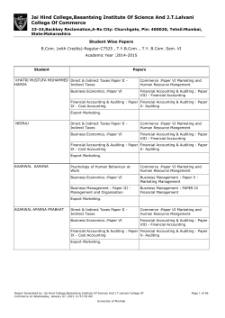 Student Wise Papers B.Com. (with Credits)