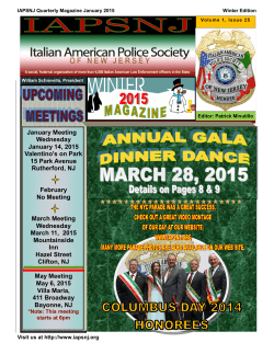 January (Winter) 2015 - Italian American Police Society of New Jersey