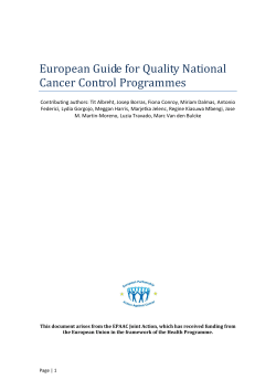 European Guide for Quality National Cancer Control
