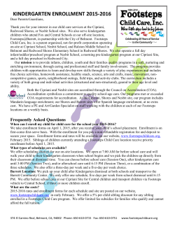 Kindergarten 2015 - Footsteps Child Care, Inc.
