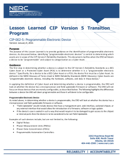Lesson Learned CIP Version 5 Transition Program