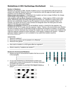 Mutations & DNA Technology Worksheet