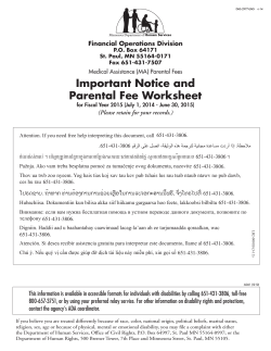 Important Notice and Parental Fee Worksheet