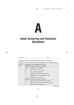 Angel Screening and Valuation Worksheet