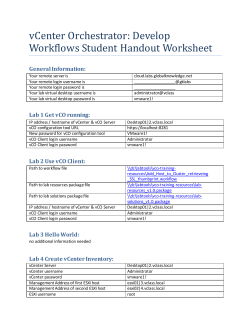 vCenter Orchestrator: Develop Workflows Student Handout Worksheet