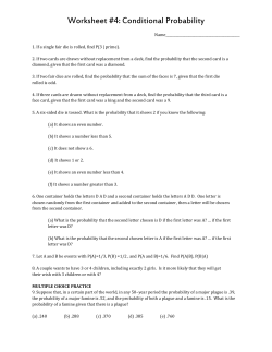 Worksheet #4: Conditional Probability