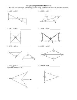 Triangle Congruence Worksheet #2