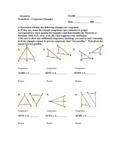 Geometry NAME Worksheet – Congruent Triangles Date ______ a
