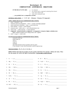 Worksheet #1 COMPOSITION (SYNTHESIS) REACTIONS