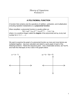 Theory of Equations Worksheet #1 A