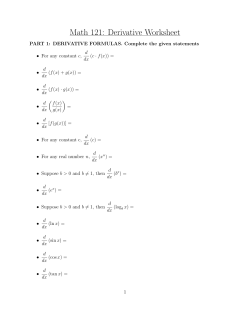 Math 121: Derivative Worksheet