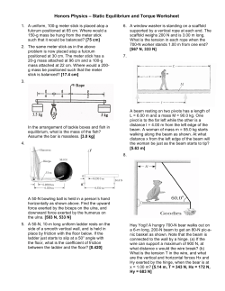 Honors Physics – Static Equilibrium and Torque Worksheet