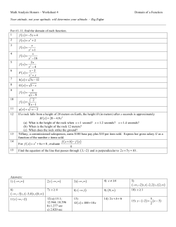 Math Analysis Honors – Worksheet 4 Domain of a Function Your