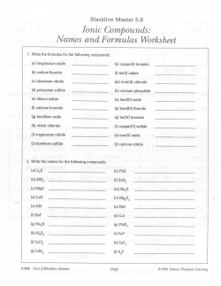 Ionic Compounds: Names and Formulas Worksheet