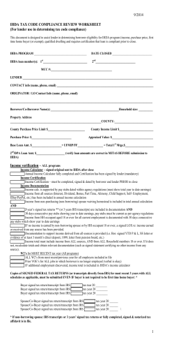 9/2014 1 IHDA TAX CODE COMPLIANCE REVIEW WORKSHEET