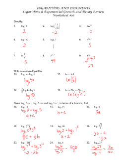 LOGARITHMS AND EXPONENTS Logarithms