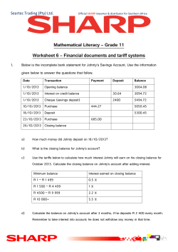 Mathematical Literacy – Grade 11 Worksheet 6 - E