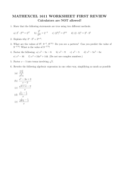 MATHEXCEL 1611 WORKSHEET FIRST REVIEW
