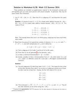 Solution to Worksheet 6/30. Math 113 Summer 2014.